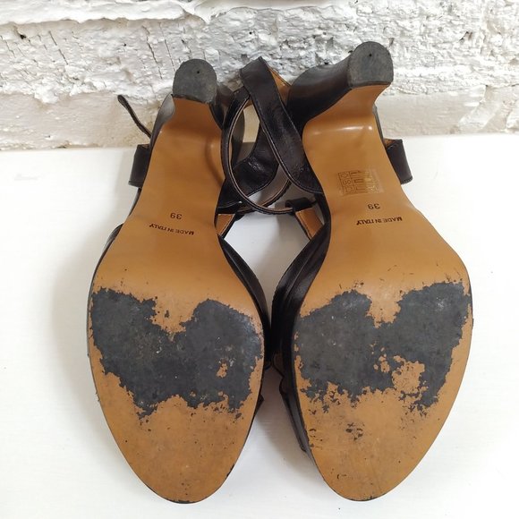 BLACK PLATFORM SANDAL HEELS - Picture 6 of 7